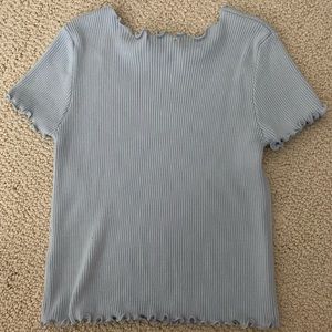 Brandy Melville Tops - Blue Ribbed Top with Lettuce Edge Brandy Melville Tops - Blue Ribbed Top with Lettuce Edge